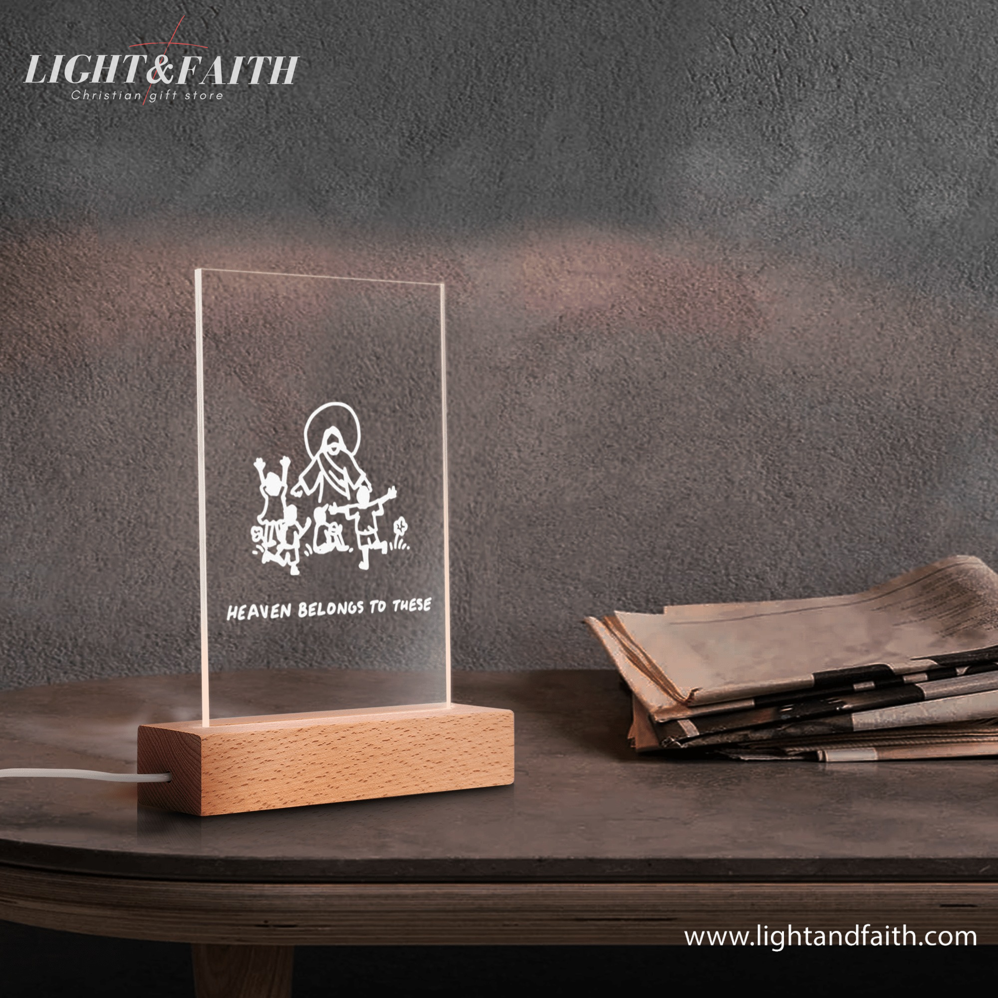 Heaven Belongs To These LED Light, Christian Bible Verse Lamp, Inspirational Acrylic Night Light, Religious Home Decor, Faith Gift for Believers. NLLAF52